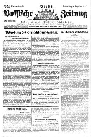 Vossische Zeitung vom 06.12.1923