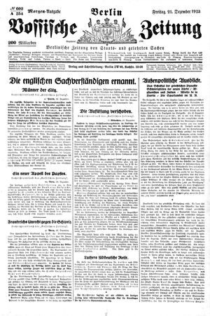 Vossische Zeitung vom 21.12.1923