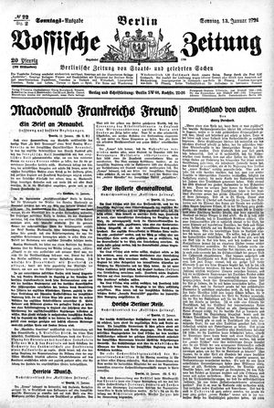 Vossische Zeitung on Jan 13, 1924
