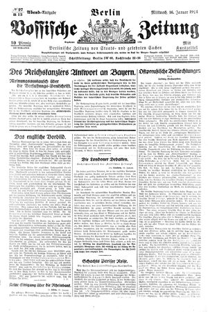 Vossische Zeitung on Jan 16, 1924