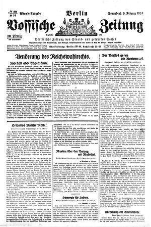 Vossische Zeitung on Feb 9, 1924