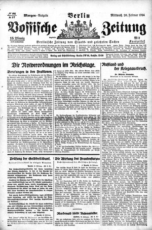 Vossische Zeitung on Feb 20, 1924