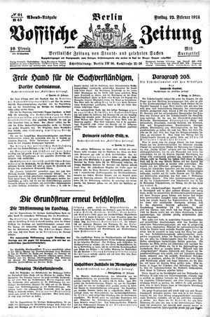 Vossische Zeitung on Feb 22, 1924
