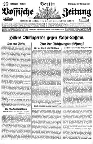 Vossische Zeitung on Feb 27, 1924
