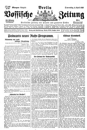 Vossische Zeitung on Apr 3, 1924