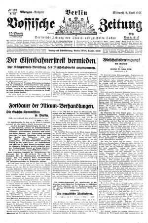 Vossische Zeitung on Apr 9, 1924