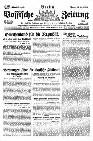 Vossische Zeitung vom 14.04.1924