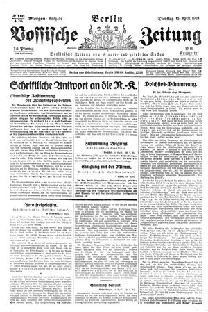 Vossische Zeitung vom 15.04.1924