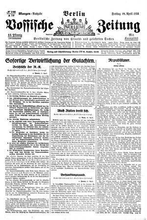 Vossische Zeitung on Apr 18, 1924