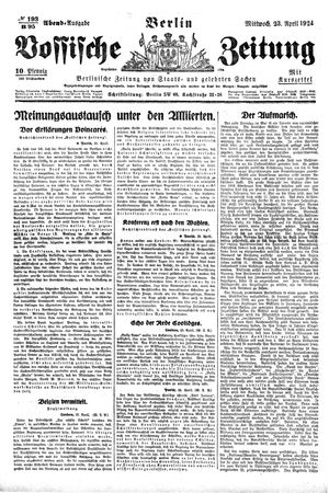 Vossische Zeitung vom 23.04.1924