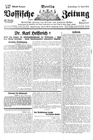 Vossische Zeitung on Apr 24, 1924