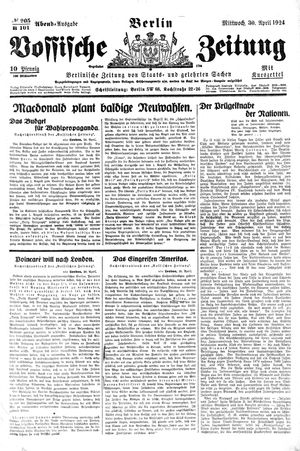 Vossische Zeitung vom 30.04.1924