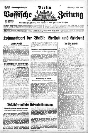 Vossische Zeitung vom 04.05.1924