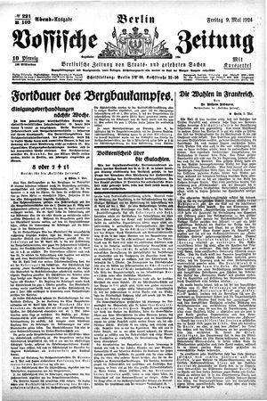 Vossische Zeitung vom 09.05.1924