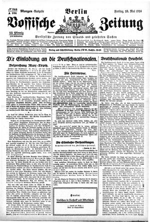 Vossische Zeitung vom 23.05.1924