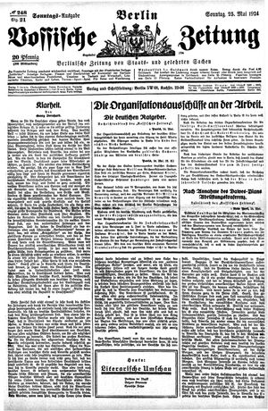 Vossische Zeitung on May 25, 1924