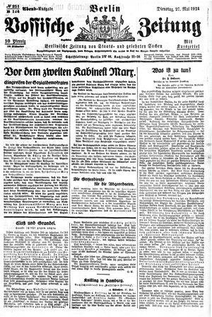 Vossische Zeitung on May 27, 1924