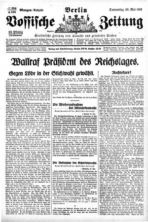 Vossische Zeitung on May 29, 1924