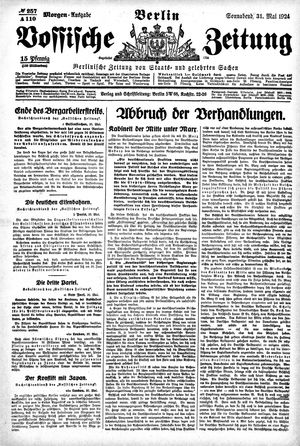 Vossische Zeitung on May 31, 1924