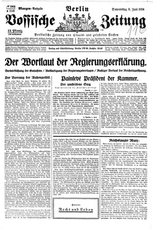 Vossische Zeitung on Jun 5, 1924