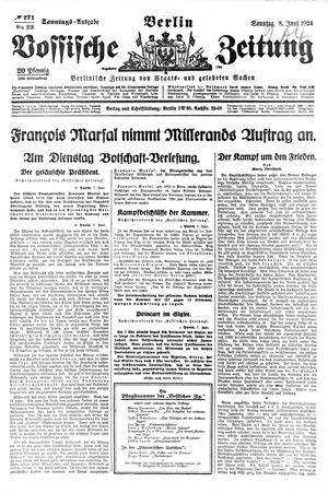 Vossische Zeitung vom 08.06.1924