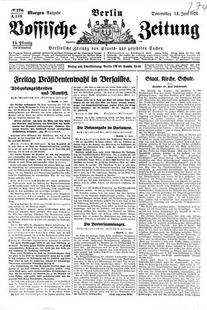 Vossische Zeitung vom 12.06.1924