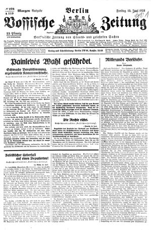 Vossische Zeitung vom 13.06.1924