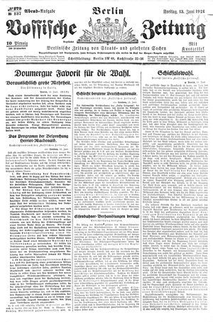 Vossische Zeitung vom 13.06.1924