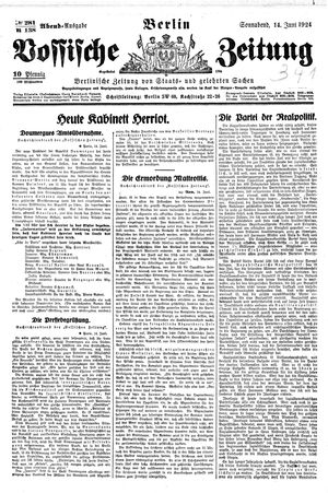 Vossische Zeitung vom 14.06.1924
