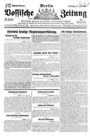 Vossische Zeitung vom 17.06.1924