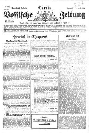 Vossische Zeitung on Jun 22, 1924