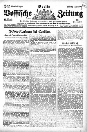 Vossische Zeitung vom 07.07.1924