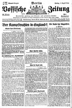 Vossische Zeitung vom 01.08.1924
