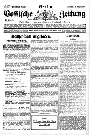 Vossische Zeitung vom 03.08.1924