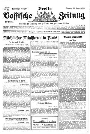 Vossische Zeitung vom 10.08.1924