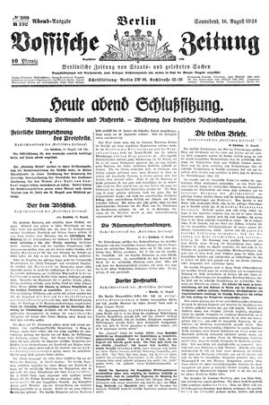 Vossische Zeitung vom 16.08.1924