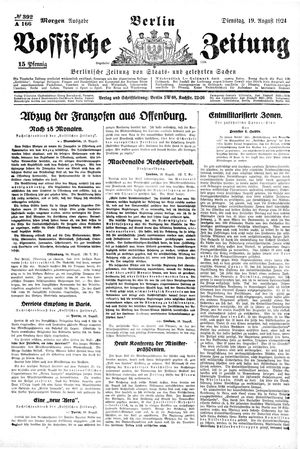 Vossische Zeitung on Aug 19, 1924