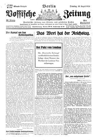 Vossische Zeitung on Aug 19, 1924