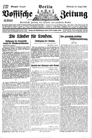 Vossische Zeitung vom 20.08.1924