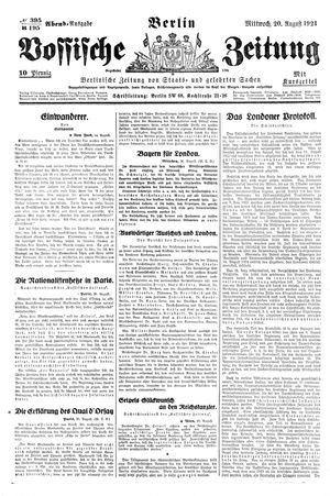 Vossische Zeitung vom 20.08.1924