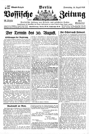Vossische Zeitung vom 21.08.1924