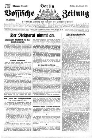 Vossische Zeitung vom 22.08.1924