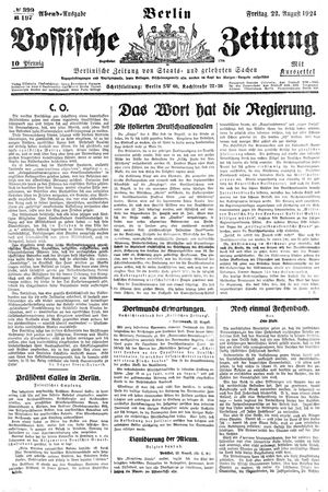 Vossische Zeitung on Aug 22, 1924
