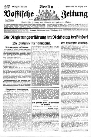 Vossische Zeitung vom 23.08.1924