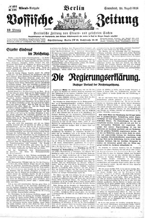 Vossische Zeitung vom 23.08.1924