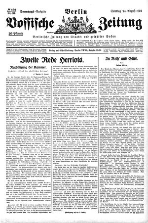 Vossische Zeitung vom 24.08.1924