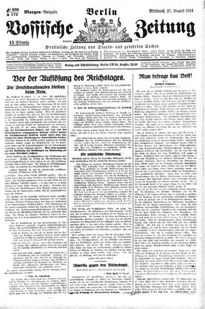 Vossische Zeitung vom 27.08.1924
