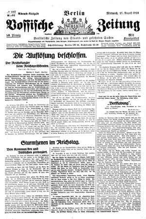 Vossische Zeitung vom 27.08.1924