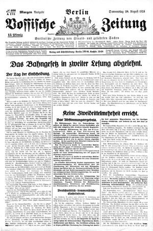 Vossische Zeitung on Aug 28, 1924