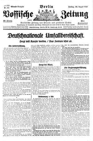 Vossische Zeitung vom 29.08.1924